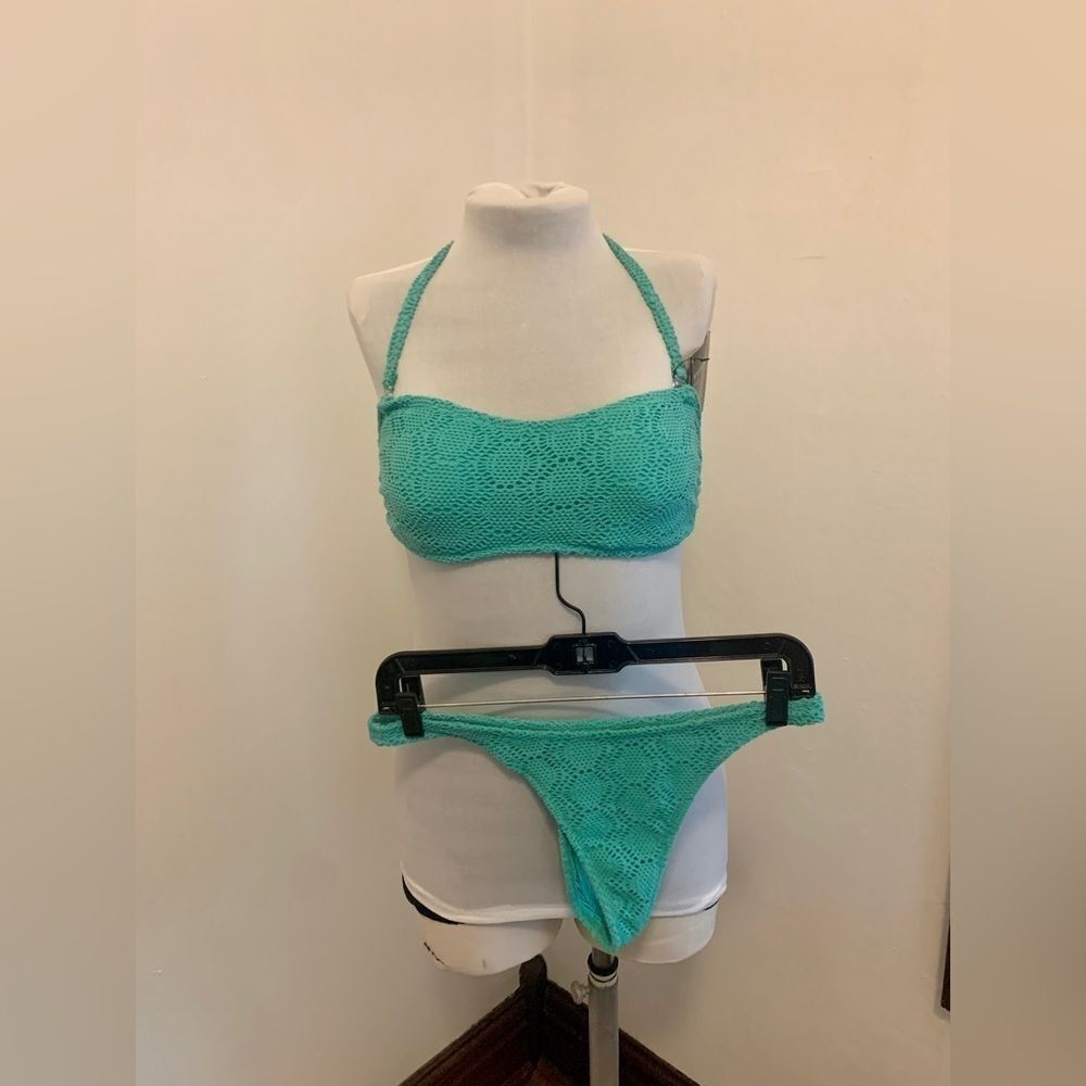 VTG 90 2000 y2k Newport News Thong Bikini NWT Deadstock Crochet Eyelet High Cut